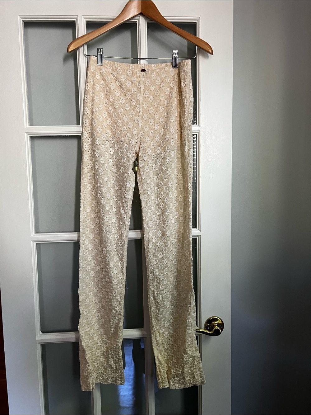 Free People Lace Bootcut Pants in Cream